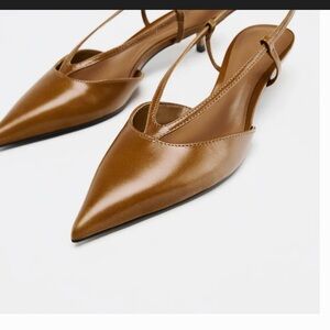 Shoes Zara Tan Pointed Slingback Heels